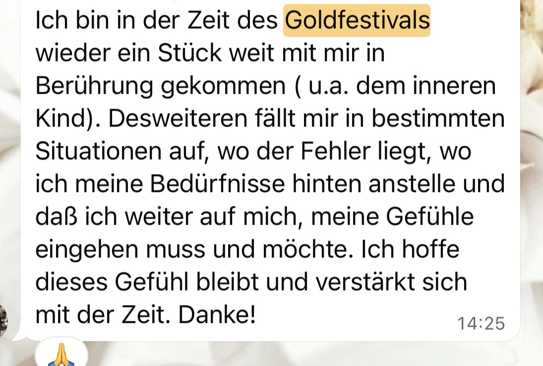 Eine Teilnehmerin berichtet, dass sie wieder mit sich und ihren Bedürfnissen in Berührung gekommen ist
